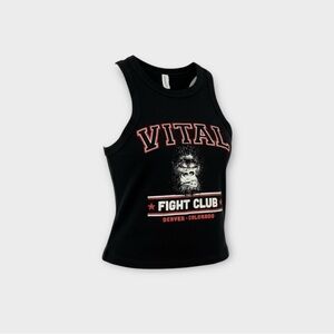Bella + Canvas Cropped Graphic Fight Club Tank Top in Black Women’s Size S